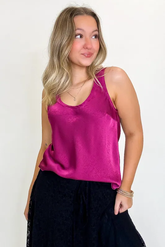 Silken Glow Satin Tank Top sold by Madison + Mallory