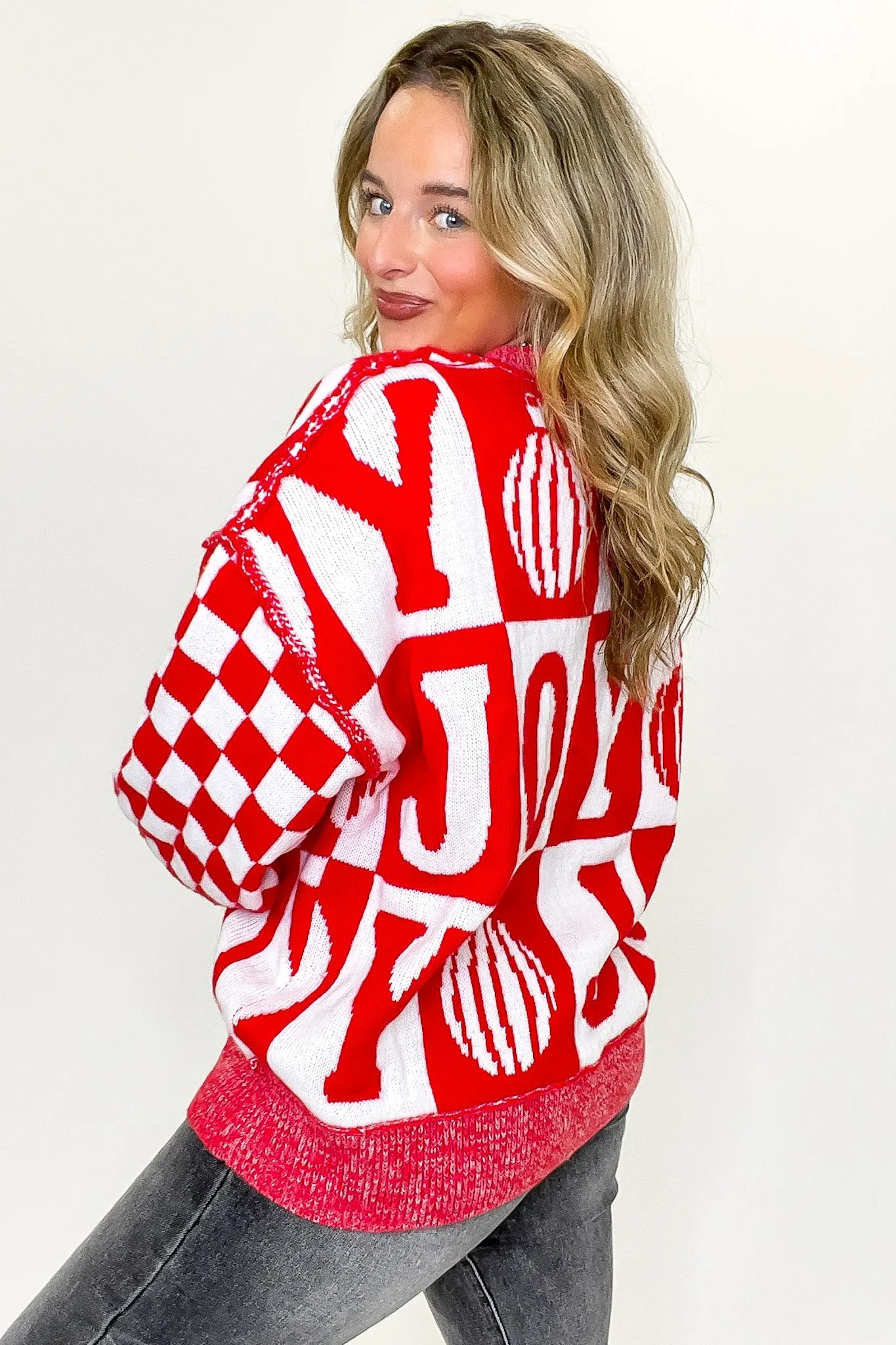 Festive Check JOY Oversized Sweater - FINAL SALE sold by Madison + Mallory product image thumbnail 5
