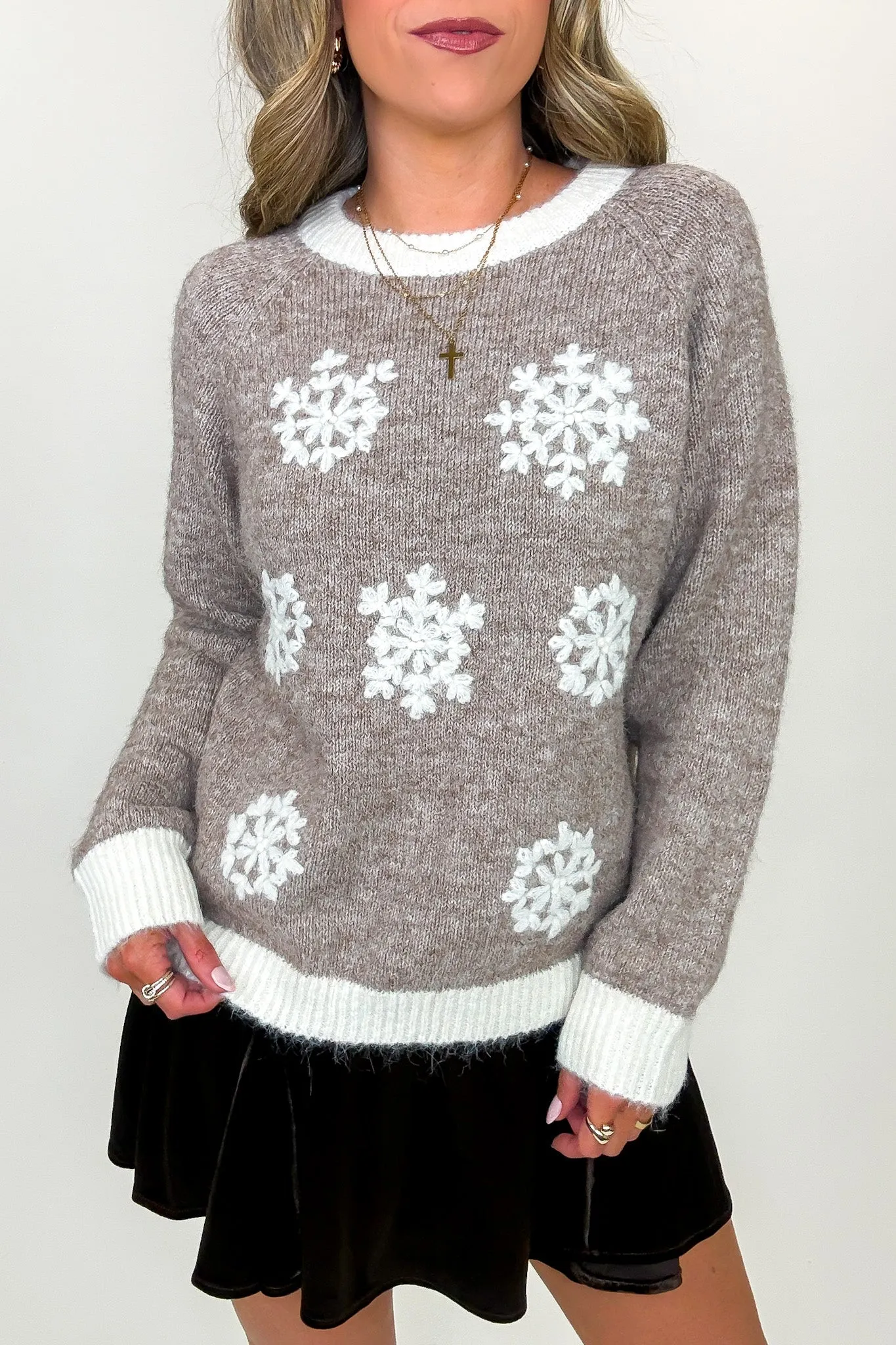 Winter Whimsy Snowflake Embroidered Applique Sweater sold by Madison + Mallory product image thumbnail 2