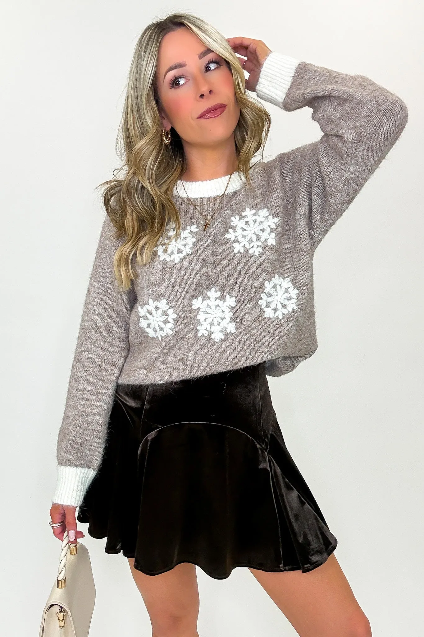 Winter Whimsy Snowflake Embroidered Applique Sweater sold by Madison + Mallory product image thumbnail 3