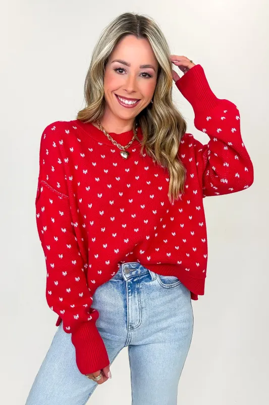 Sweetheart Stitch Heart Print Boxy Knit Sweater sold by Madison + Mallory