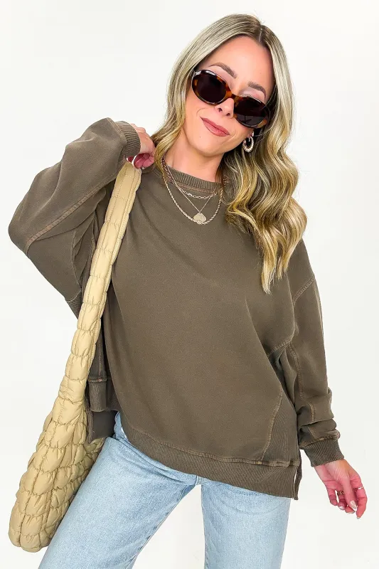 Soft Slate French Terry Pigment Washed Pullover sold by Madison + Mallory