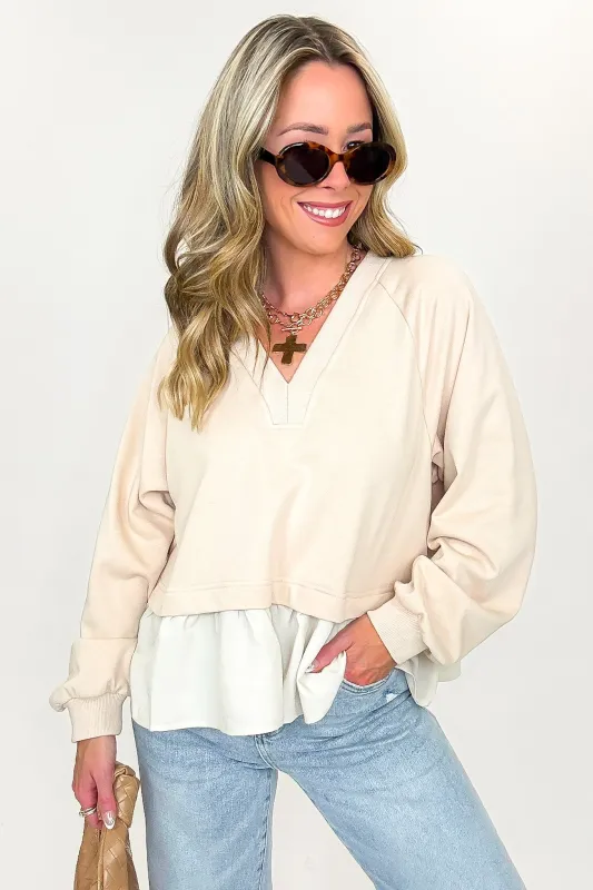 Layered Comfort Ruffled Hem Sweatshirt - FINAL SALE made by Doe & Rae