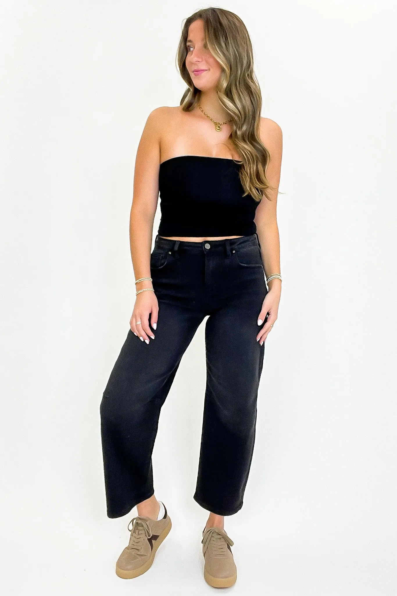 Ridgeway Mid Rise Fit Crop Wide Barrel Leg Jeans - FINAL SALE sold by Madison + Mallory product image thumbnail 3