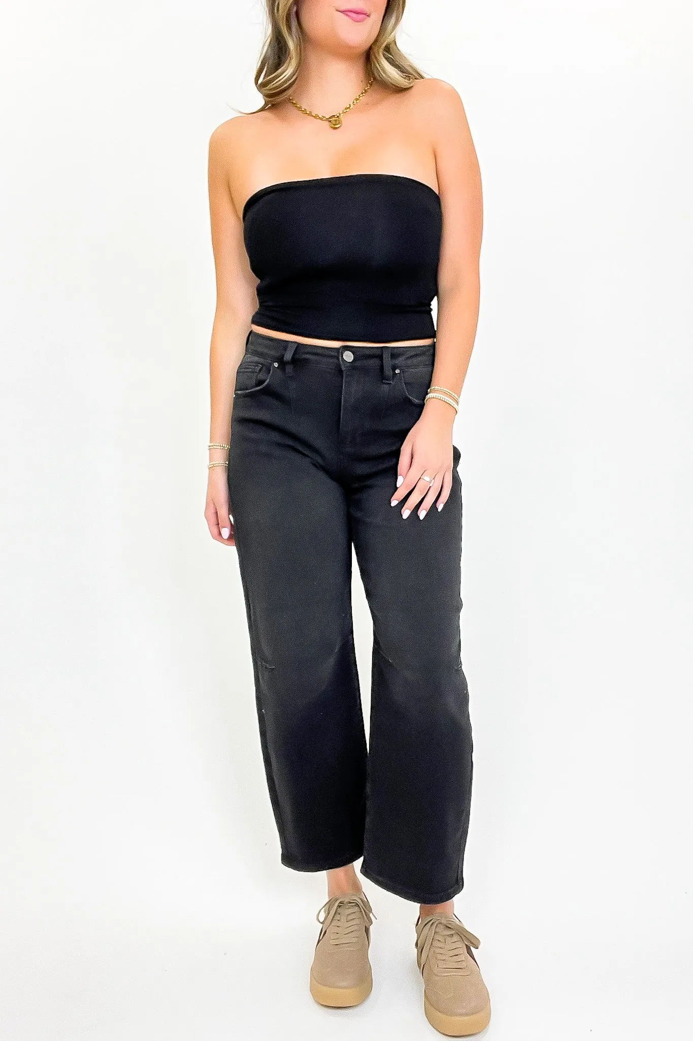 Ridgeway Mid Rise Fit Crop Wide Barrel Leg Jeans - FINAL SALE sold by Madison + Mallory product image thumbnail 2