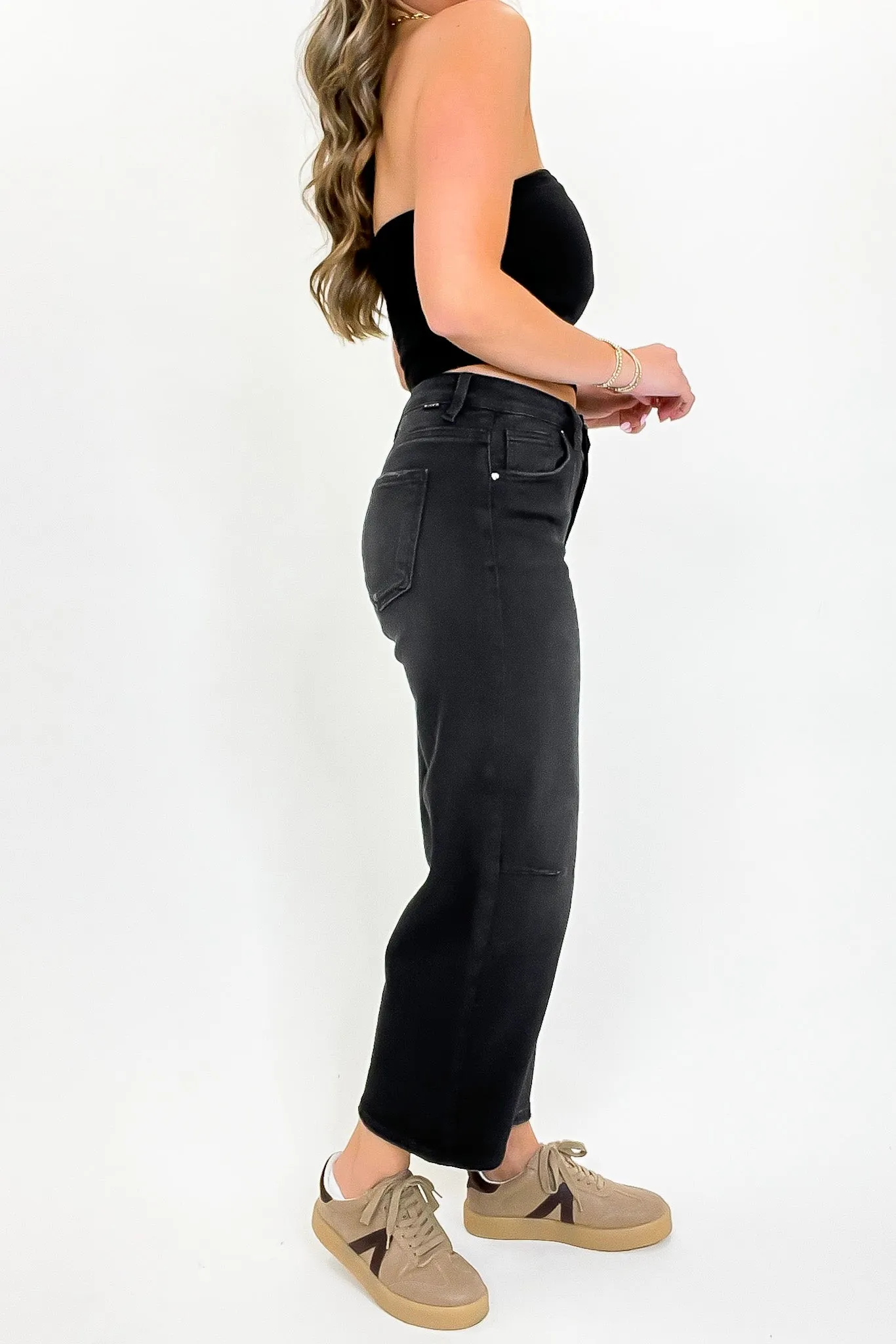 Ridgeway Mid Rise Fit Crop Wide Barrel Leg Jeans - FINAL SALE sold by Madison + Mallory product image thumbnail 5