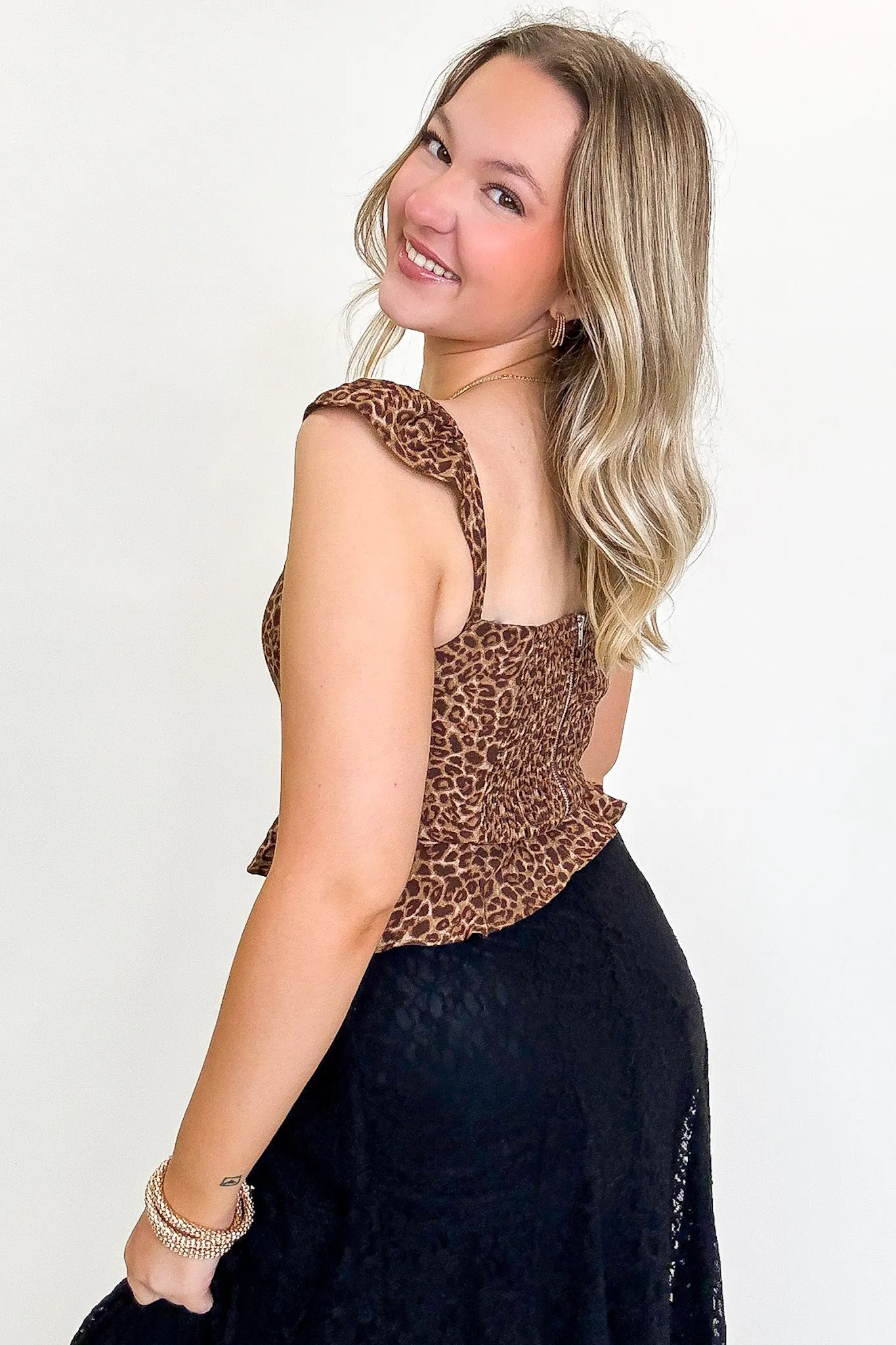 Wild Frill Animal Print Ruffle Hem Top sold by Madison + Mallory product image thumbnail 4