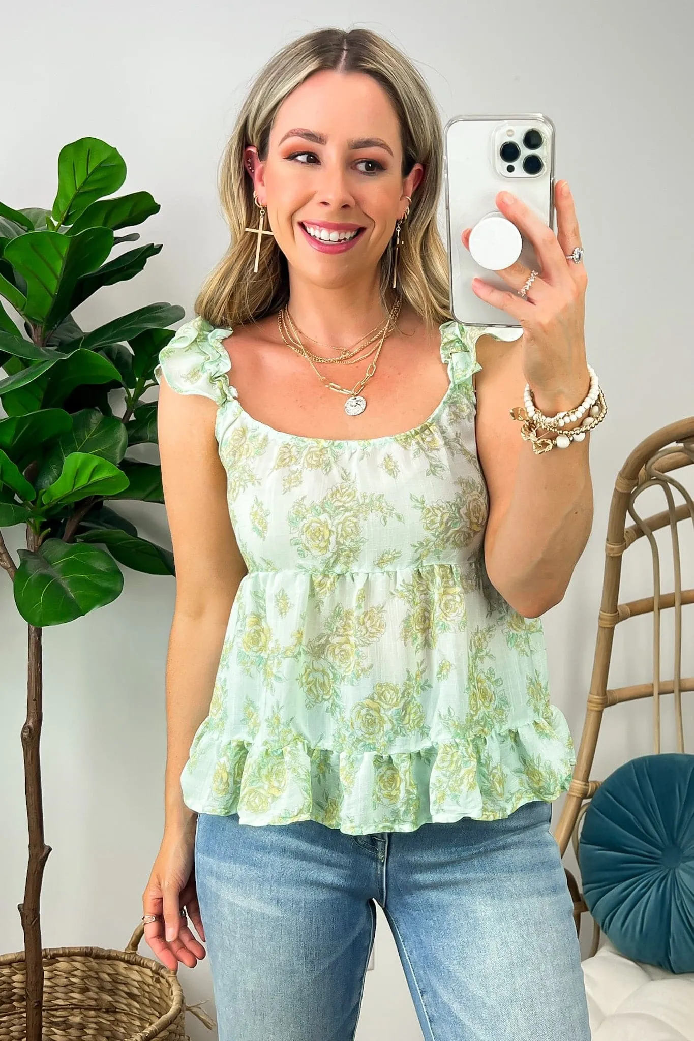 Memorable Outings Floral Tiered Tank Top - FINAL SALE sold by Madison + Mallory product image thumbnail 5