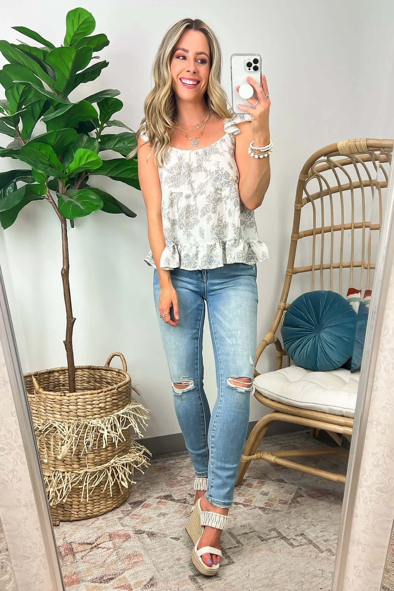 Memorable Outings Floral Tiered Tank Top - FINAL SALE sold by Madison + Mallory product image thumbnail 4