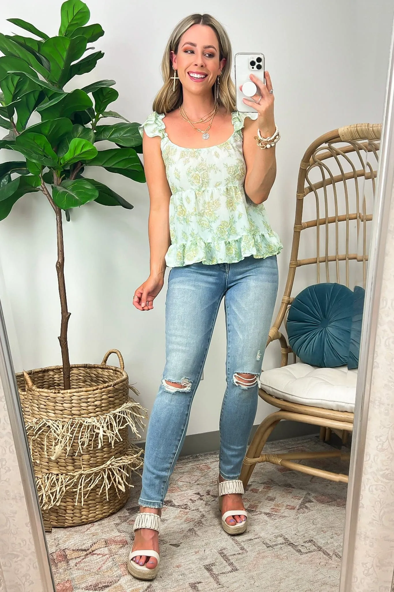 Memorable Outings Floral Tiered Tank Top - FINAL SALE sold by Madison + Mallory product image thumbnail 3
