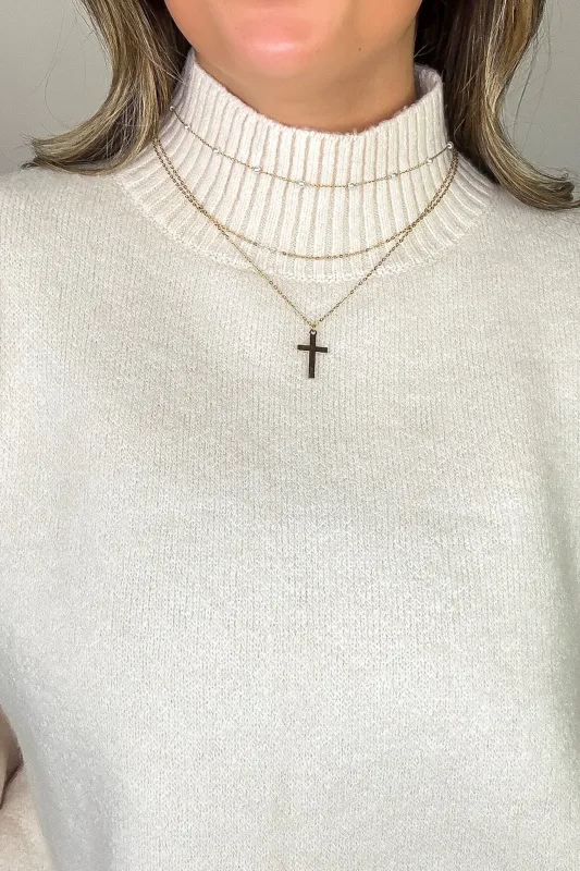 Eterna 18k Stainless Steel Cross Necklace sold by Madison + Mallory