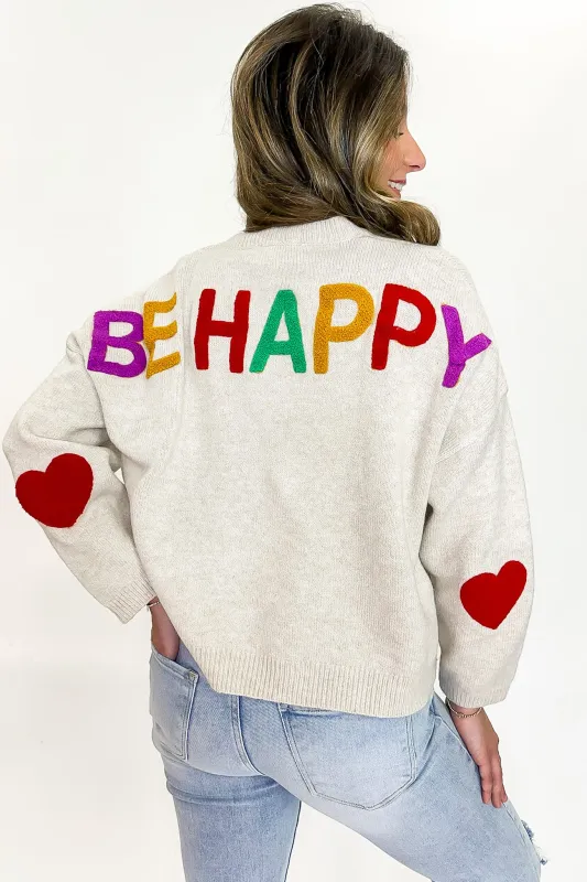 BE HAPPY Multicolor Graphic Patch Sweater - FINAL SALE made by Jnna