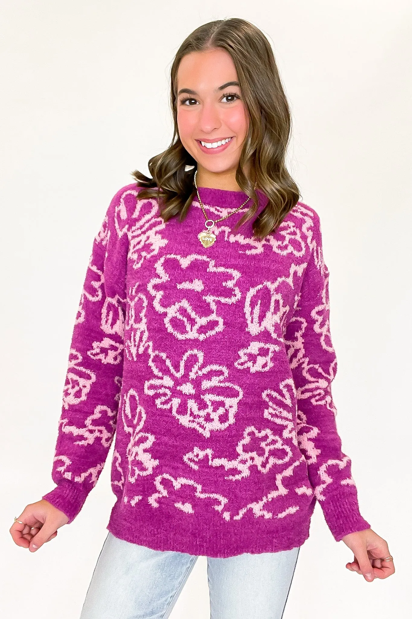 Cozy Bouquet Floral Fuzzy Knit Sweater sold by Madison + Mallory product image thumbnail 5