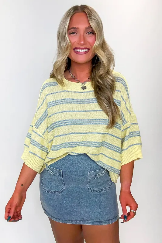 Airy Lines Relaxed Striped Knit Top sold by Madison + Mallory