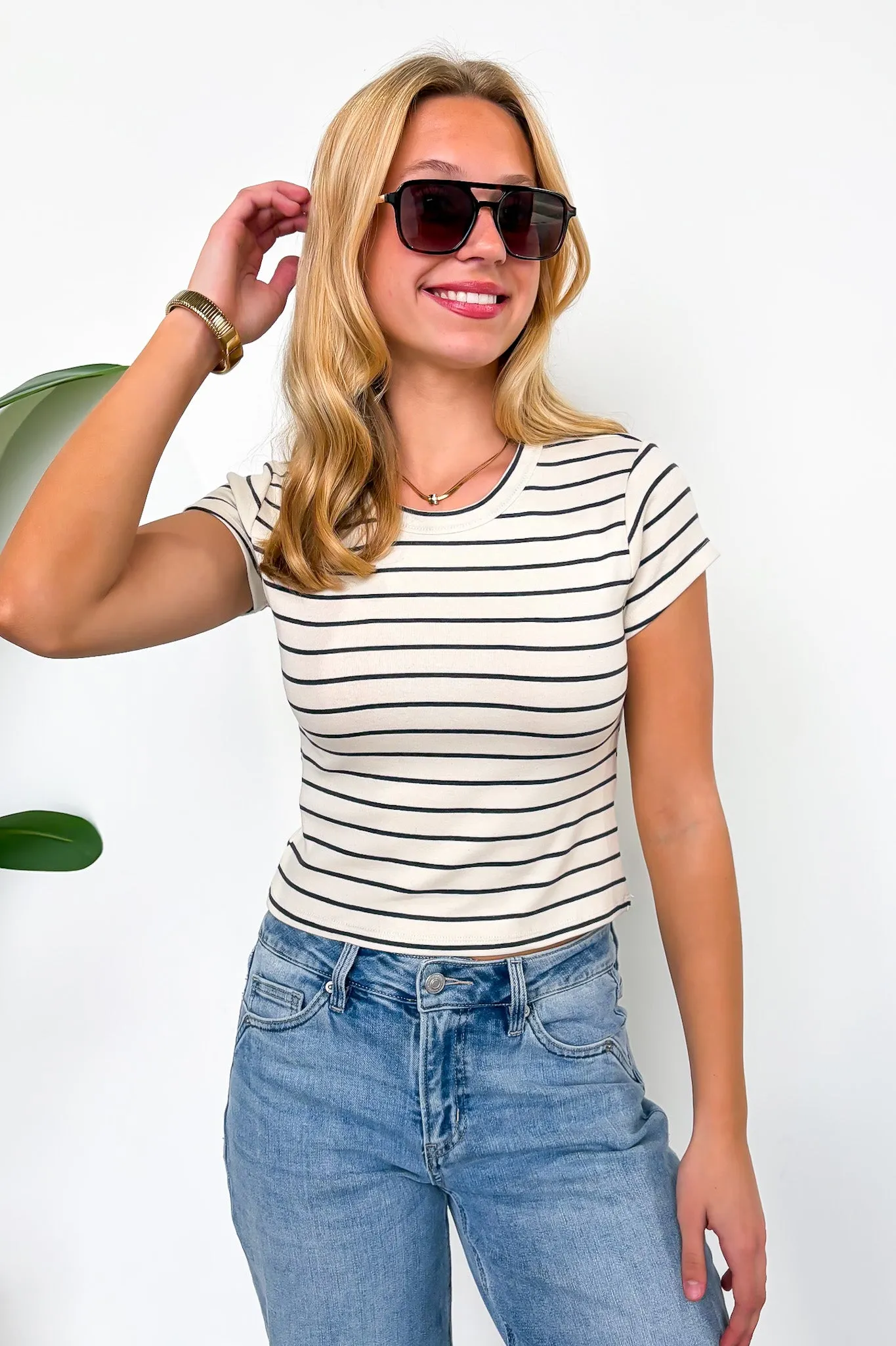 Linear Luxe Short Sleeve Striped Top sold by Madison + Mallory product image thumbnail 4