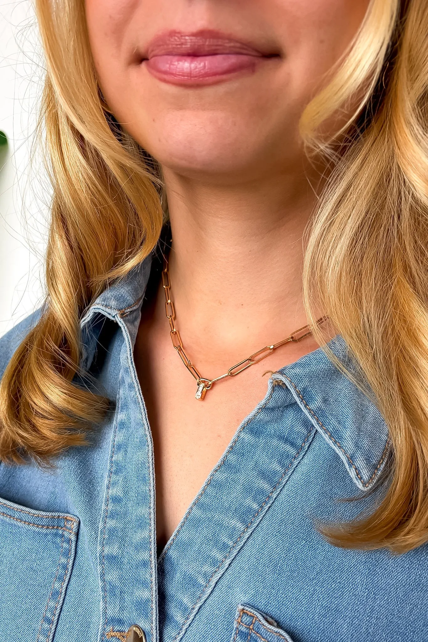 Luminous Link Rhinestone Pendant Chain Necklace sold by Madison + Mallory product image thumbnail 4