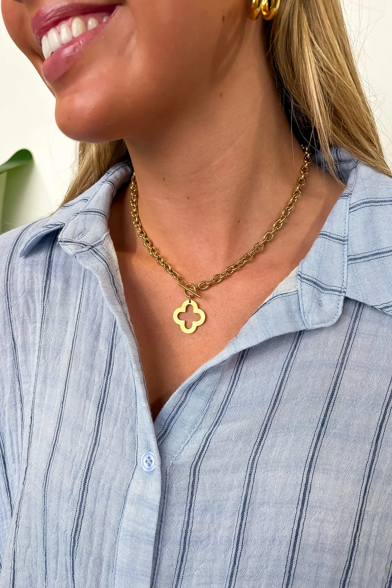 Golden Fortune 18k Stainless Steel Clover Necklace sold by Madison + Mallory product image thumbnail 3