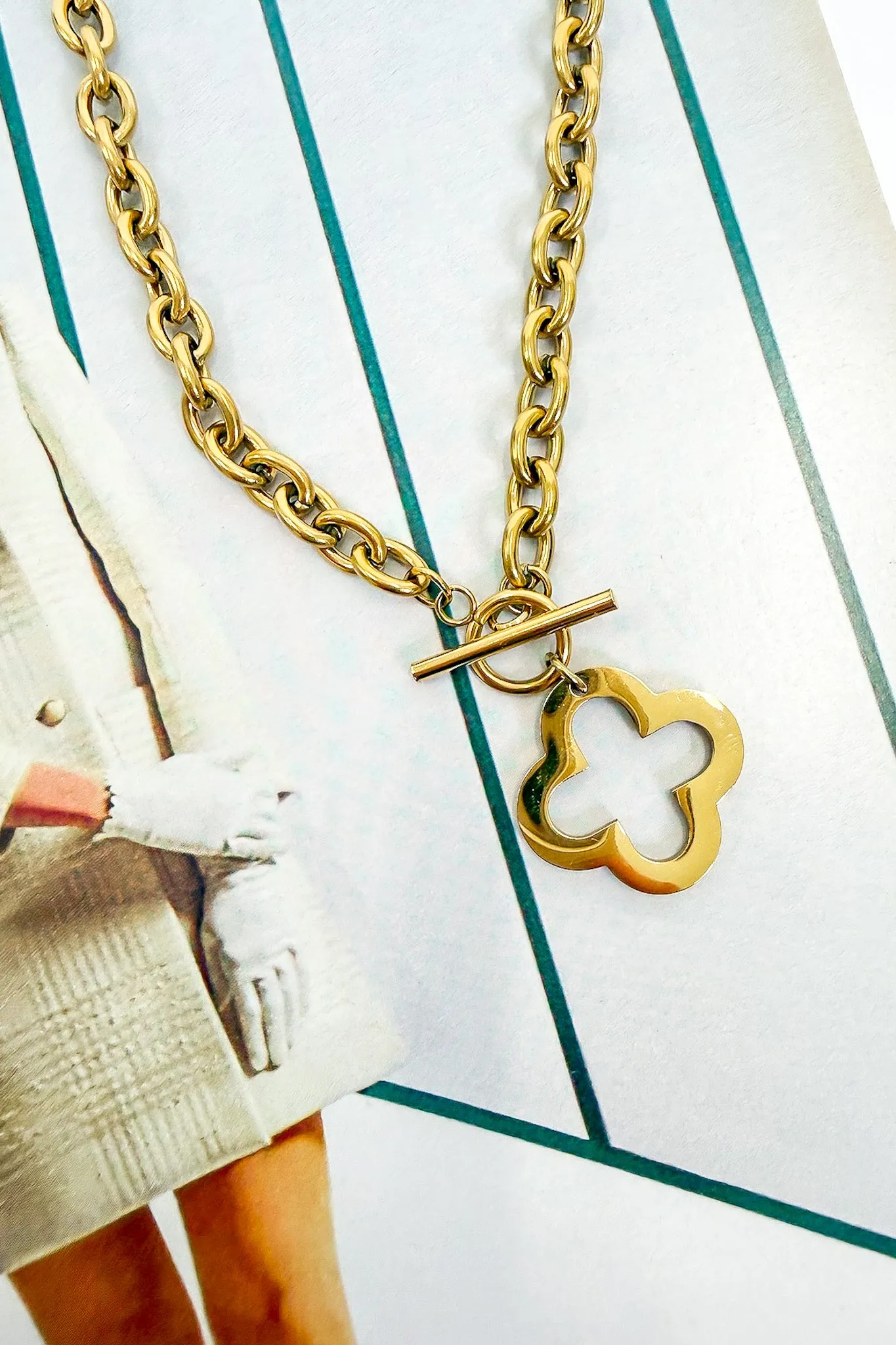 Golden Fortune 18k Stainless Steel Clover Necklace sold by Madison + Mallory product image thumbnail 2