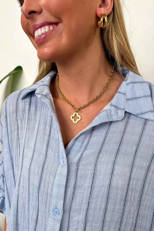 Golden Fortune 18k Stainless Steel Clover Necklace made by Wall to Wall