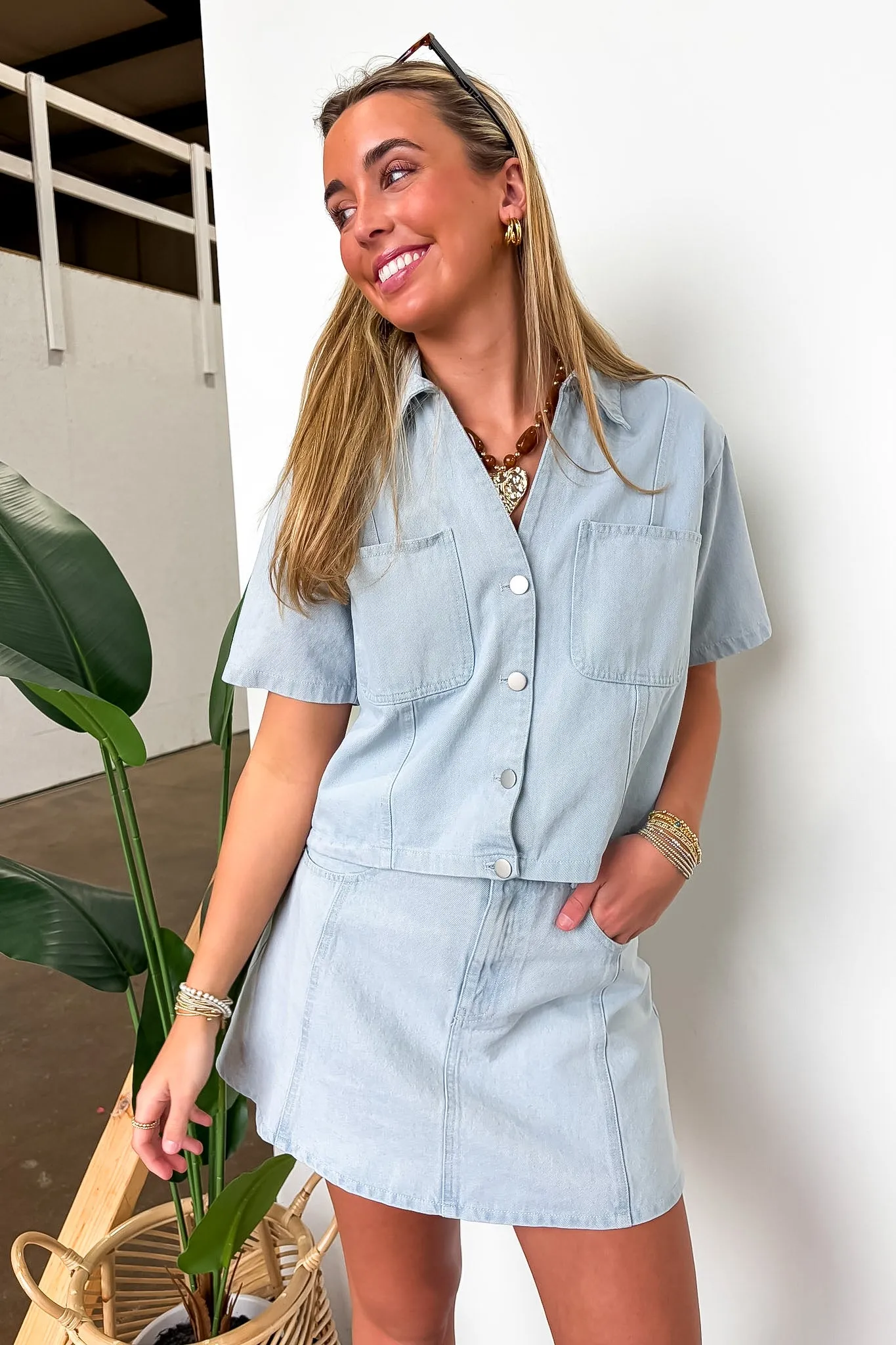 Denim Icon Button Down Top sold by Madison + Mallory