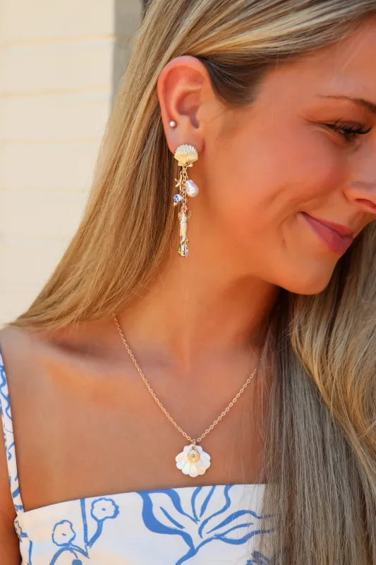 Mermaid Cove Shell Charm Cluster Earrings made by Wall to Wall