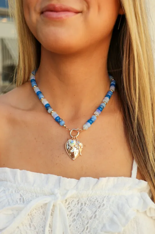 Love Note Beaded Porcelain Heart Charm Necklace made by Wall to Wall