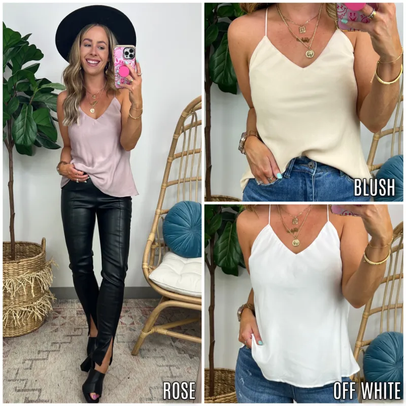 Flirt for Fun Satin Racerback V-Neck Cami - FINAL SALE made by BE COOL
