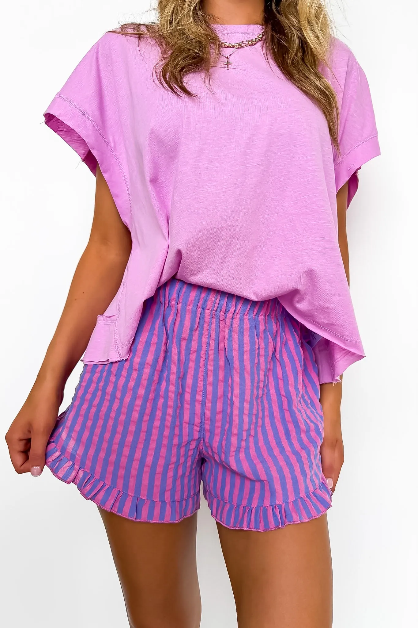 Stay-In Ruffle Striped Shorts sold by Madison + Mallory product image thumbnail 3