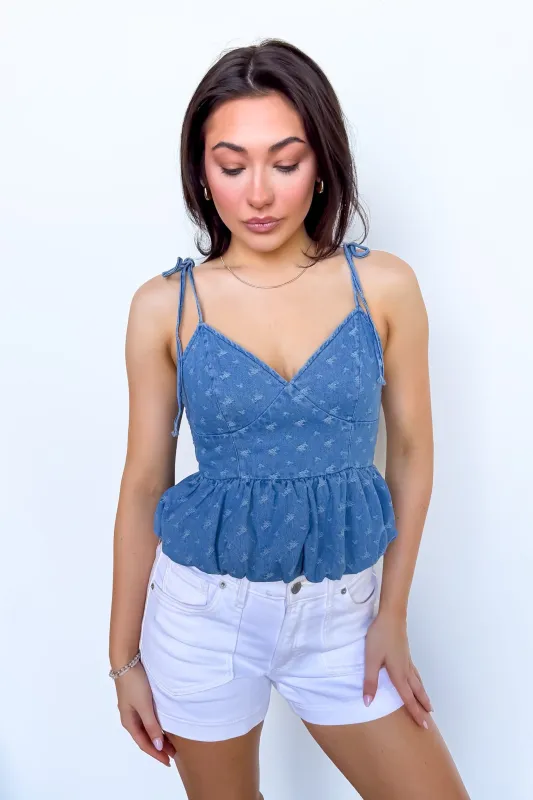 Lily Tie Strap Bubble Hem Top made by Papermoon