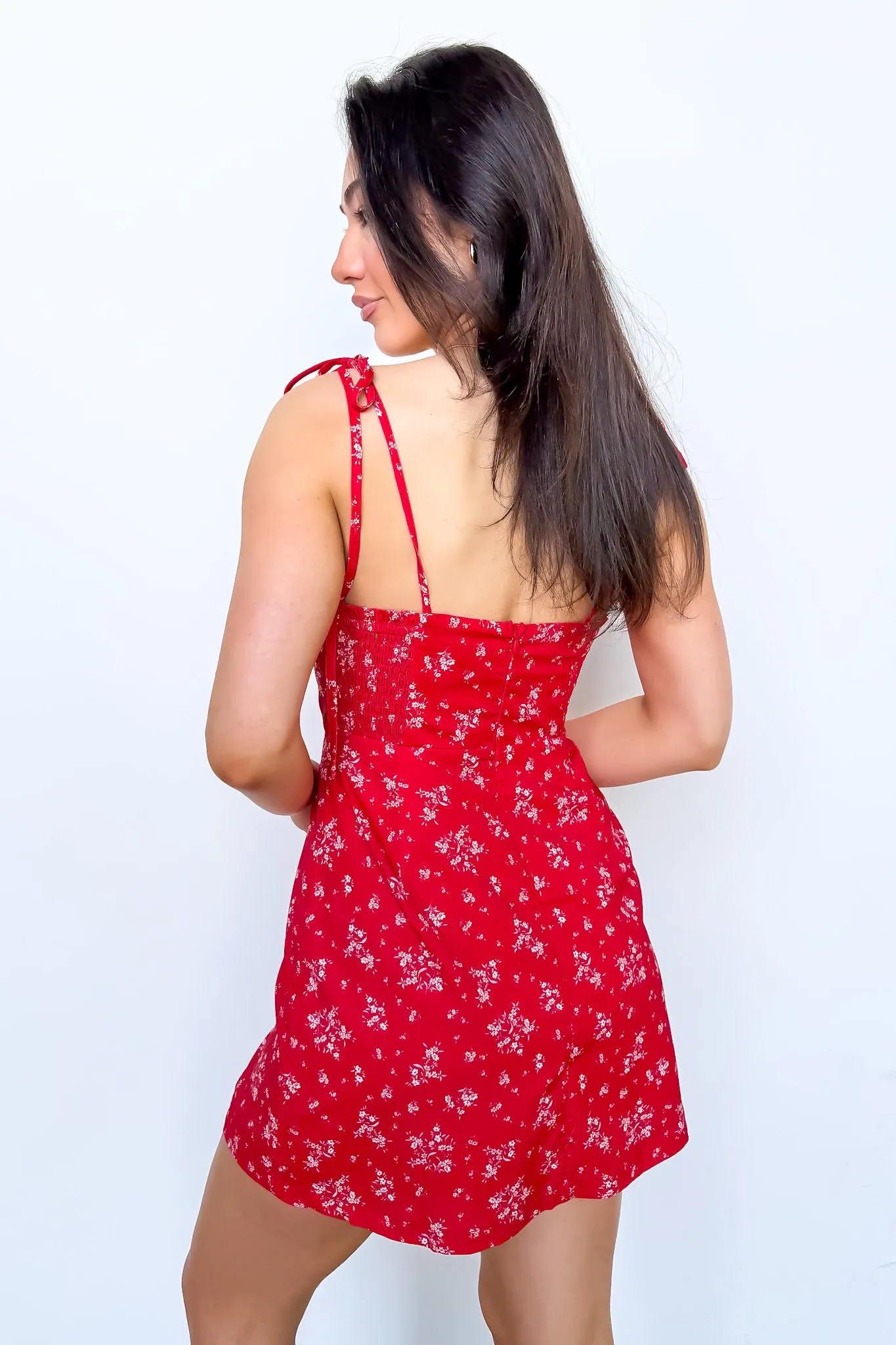 Garden Petal Floral Print Shoulder Tie Romper sold by Madison + Mallory product image thumbnail 3