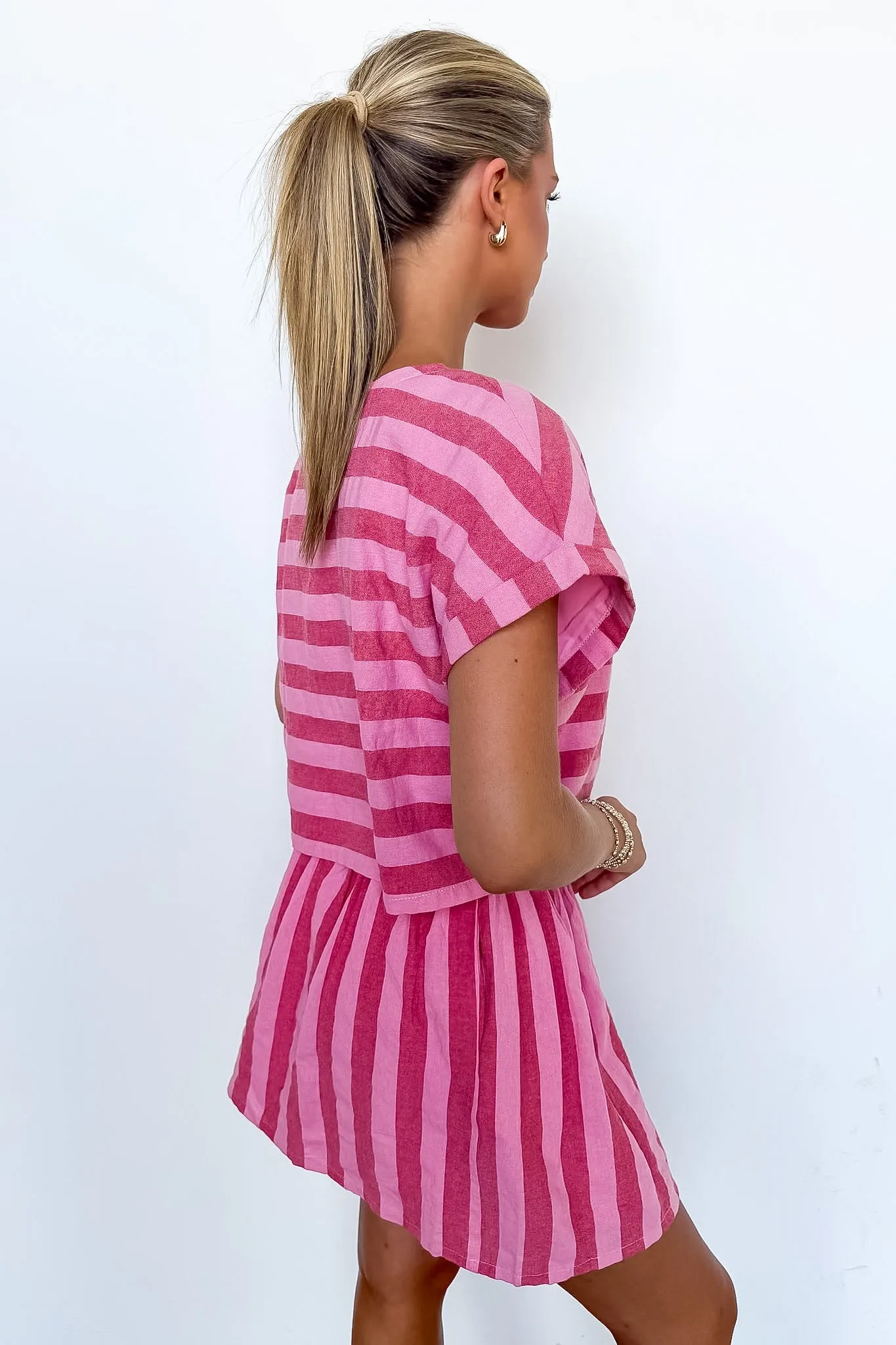 The Flirty Line Shirred Mini Skirt and Drop Shoulder Top sold by Madison + Mallory product image thumbnail 5