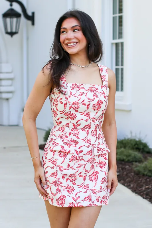 Heirloom Bloom Floral Jacquard Square Neck Dress made by Day + Moon