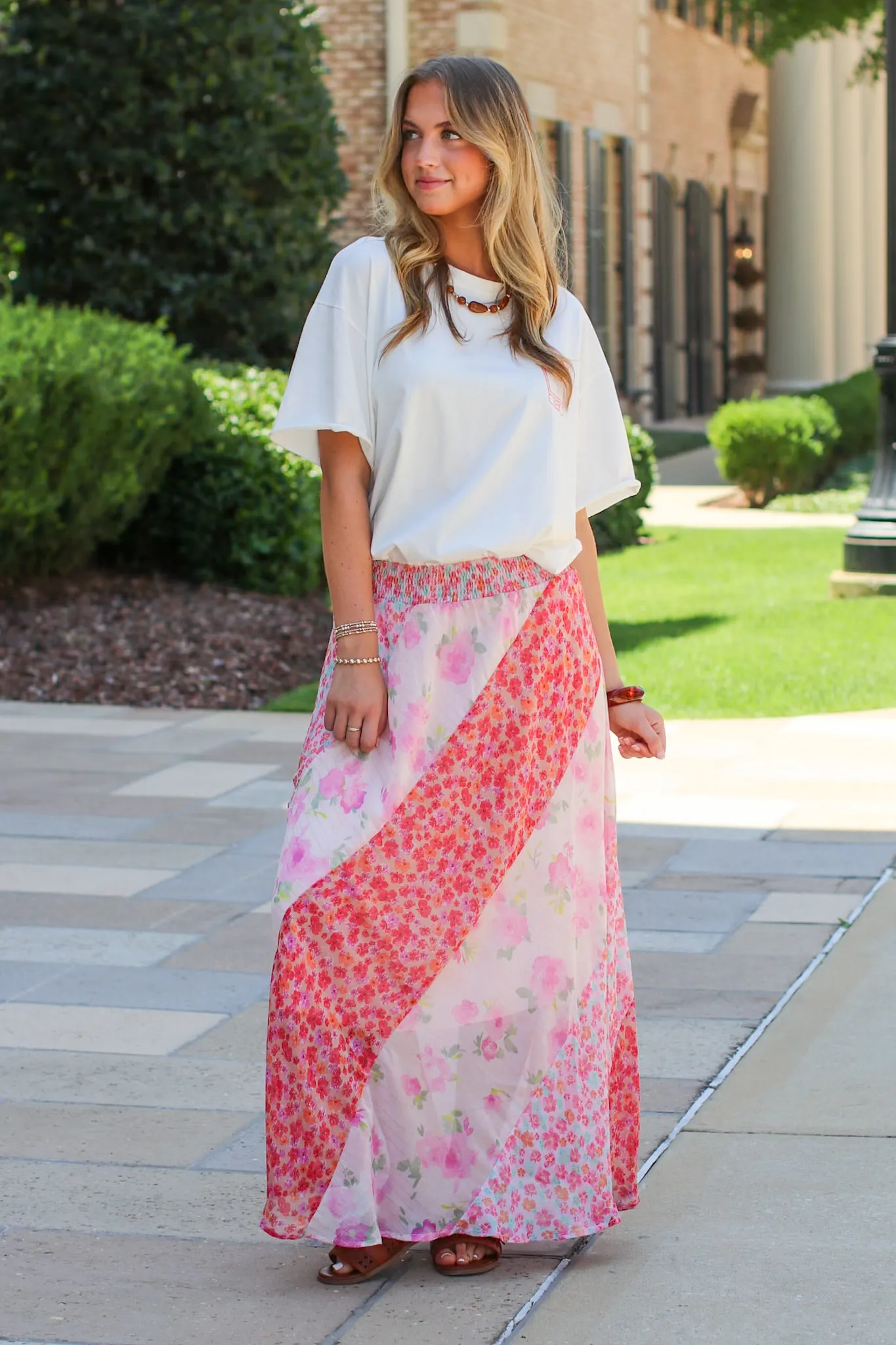 Petal Patchwork Mixed Floral Maxi Skirt sold by Madison + Mallory product image thumbnail 3
