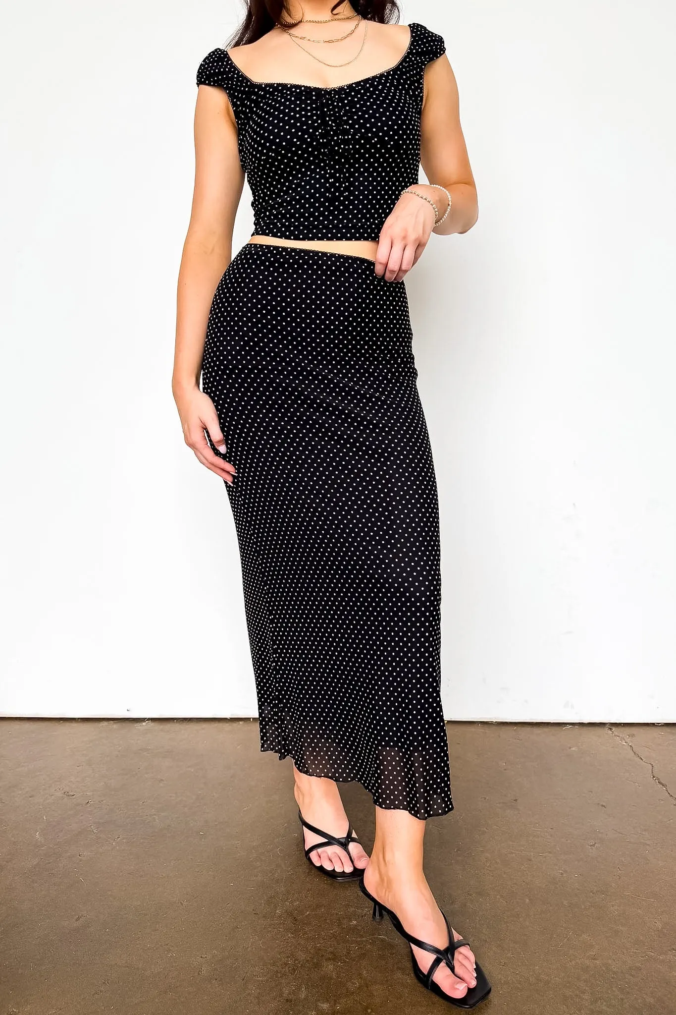 The Modern Dot Midi Skirt and Ruched Top sold by Madison + Mallory product image thumbnail 4
