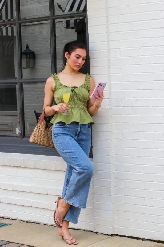 Elevated Ruffle Tie Front Tank Top made by Blu Pepper