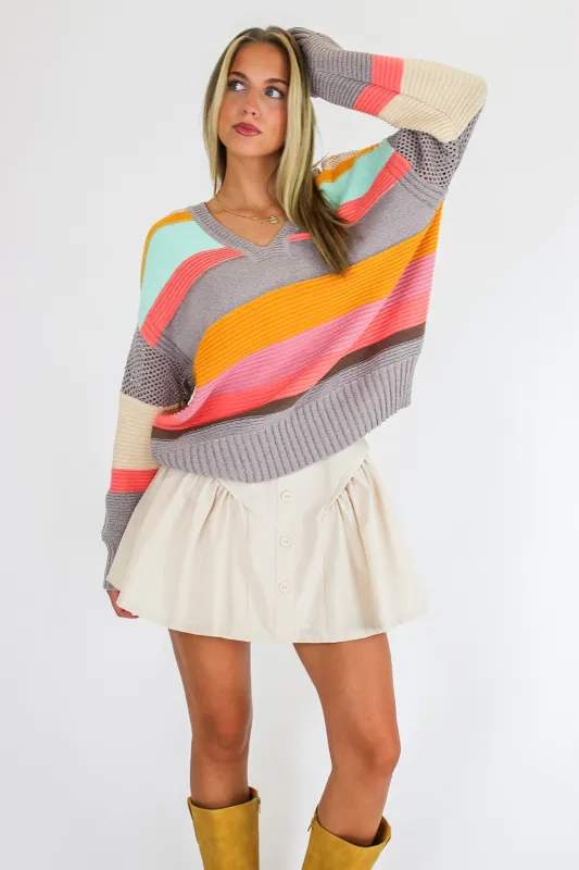 Mood Boost Color Block Striped Sweater made by Hem & Thread