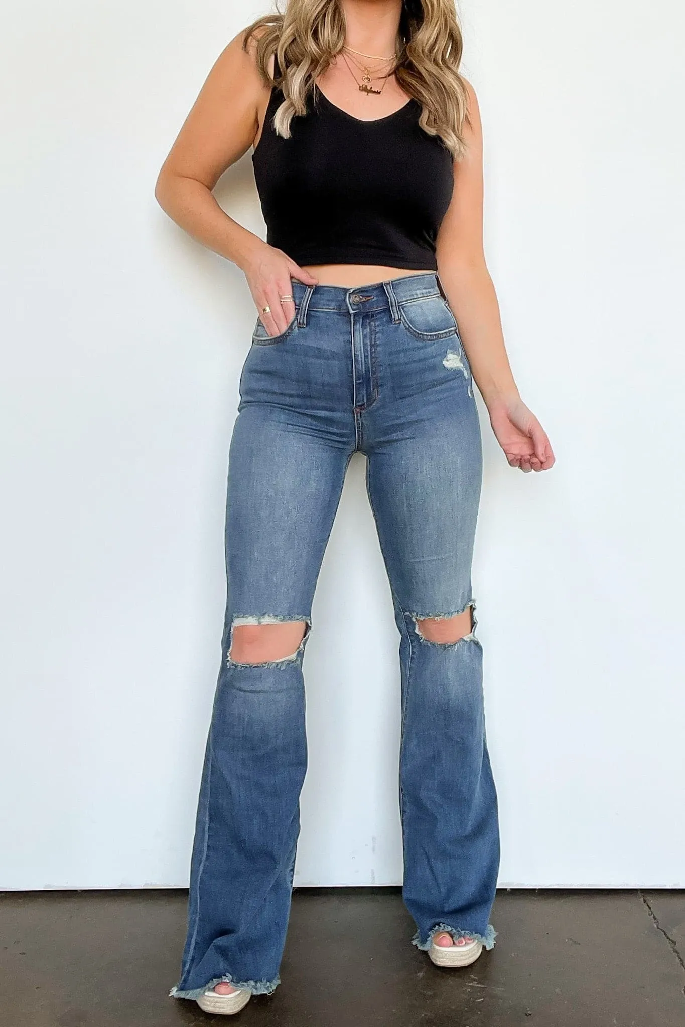 Adinah Distressed Flare Jeans - FINAL SALE sold by Madison + Mallory