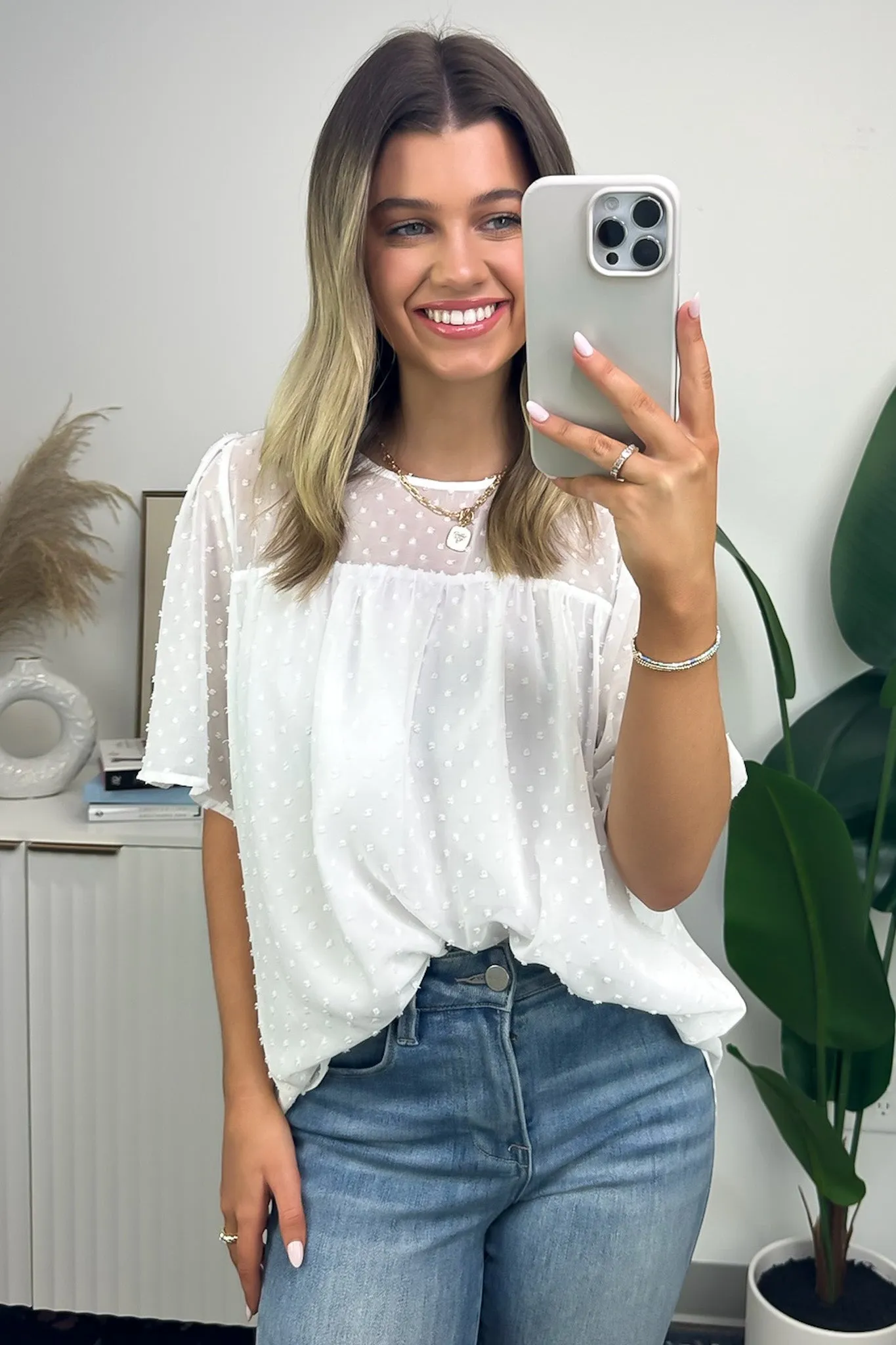 Exceptional Entrance Swiss Dot Flutter Sleeve Top - FINAL SALE sold by Madison + Mallory