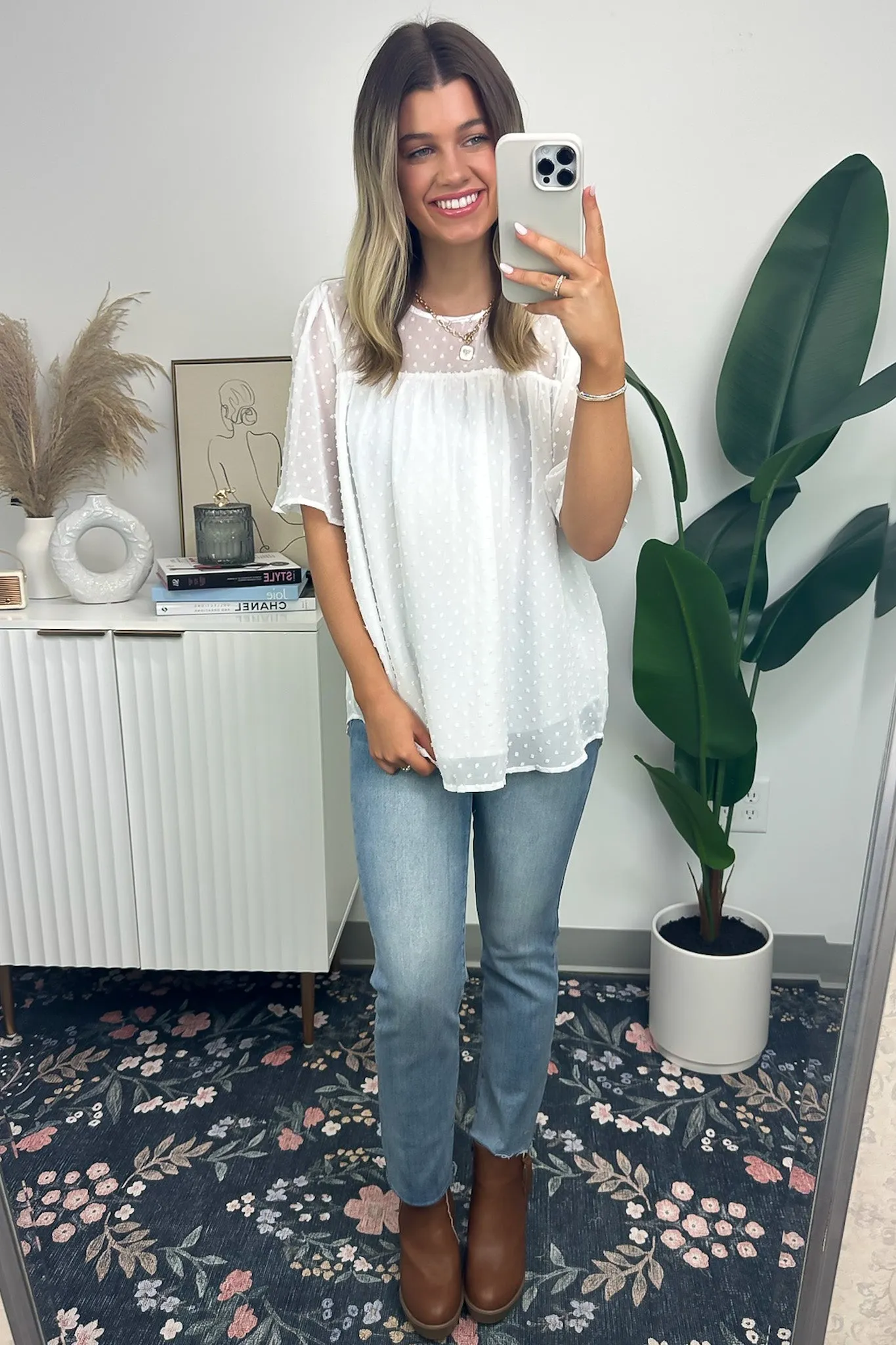 Exceptional Entrance Swiss Dot Flutter Sleeve Top - FINAL SALE sold by Madison + Mallory product image thumbnail 3