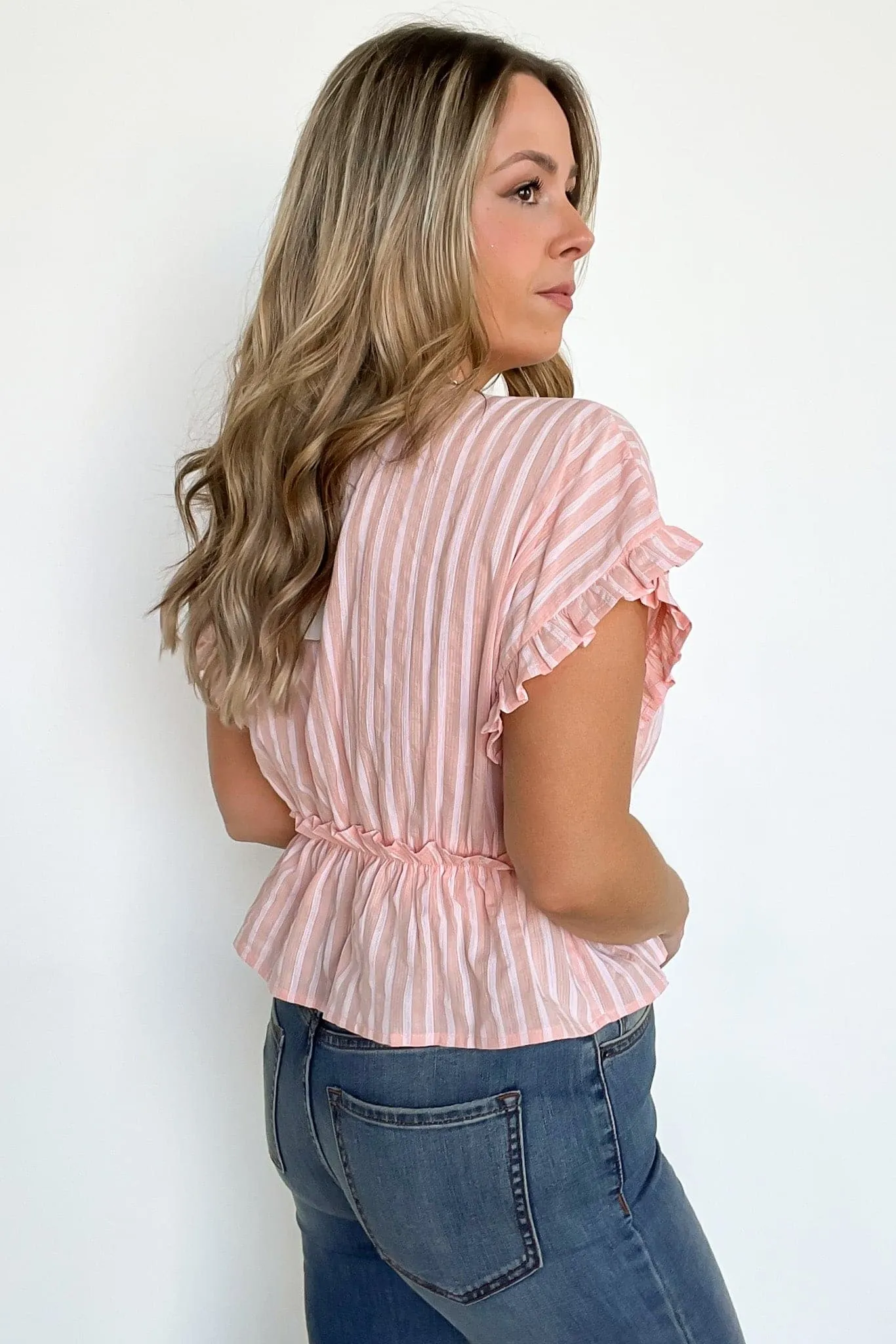 Natural Light Striped Ruffle Trim Top - FINAL SALE sold by Madison + Mallory product image thumbnail 5