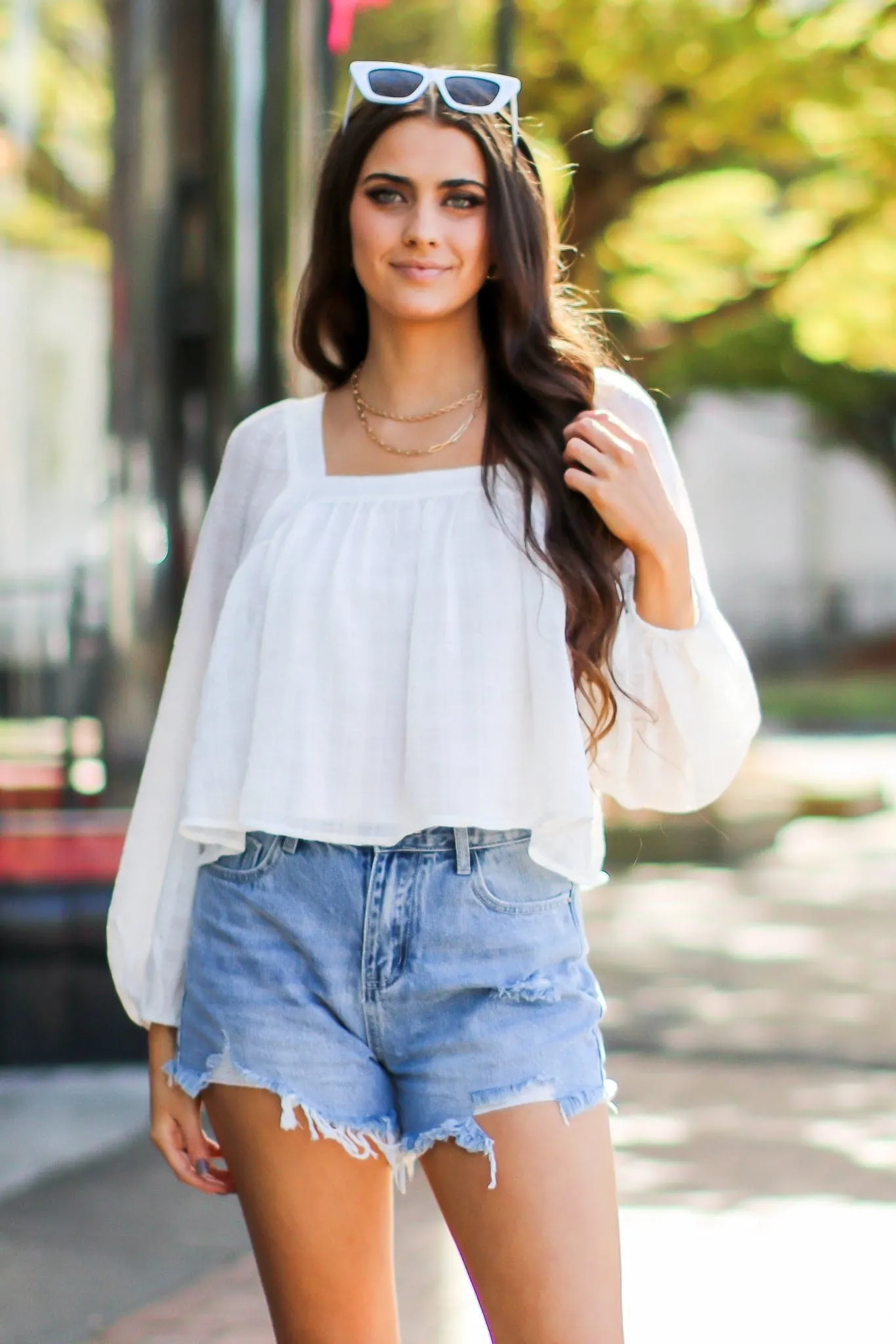 Send Your Best Plaid Print Square Neck Top - FINAL SALE sold by Madison + Mallory product image thumbnail 5