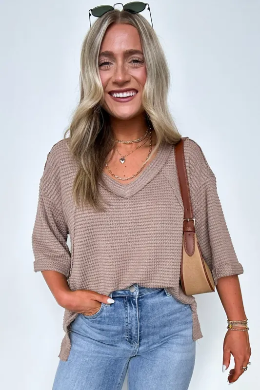 Elara Waffle Knit Exposed Seam Top - FINAL SALE sold by Madison + Mallory