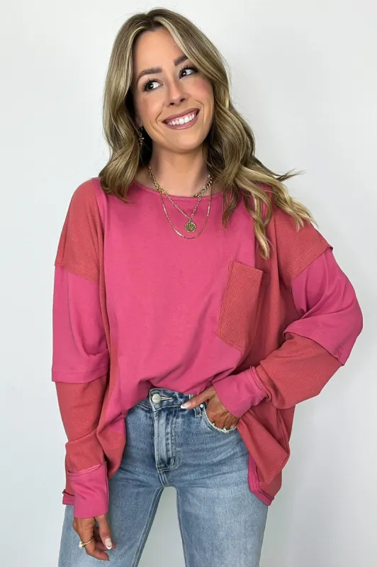 Kaida Relaxed Color Block Pocket Top - BACK IN STOCK sold by Madison + Mallory