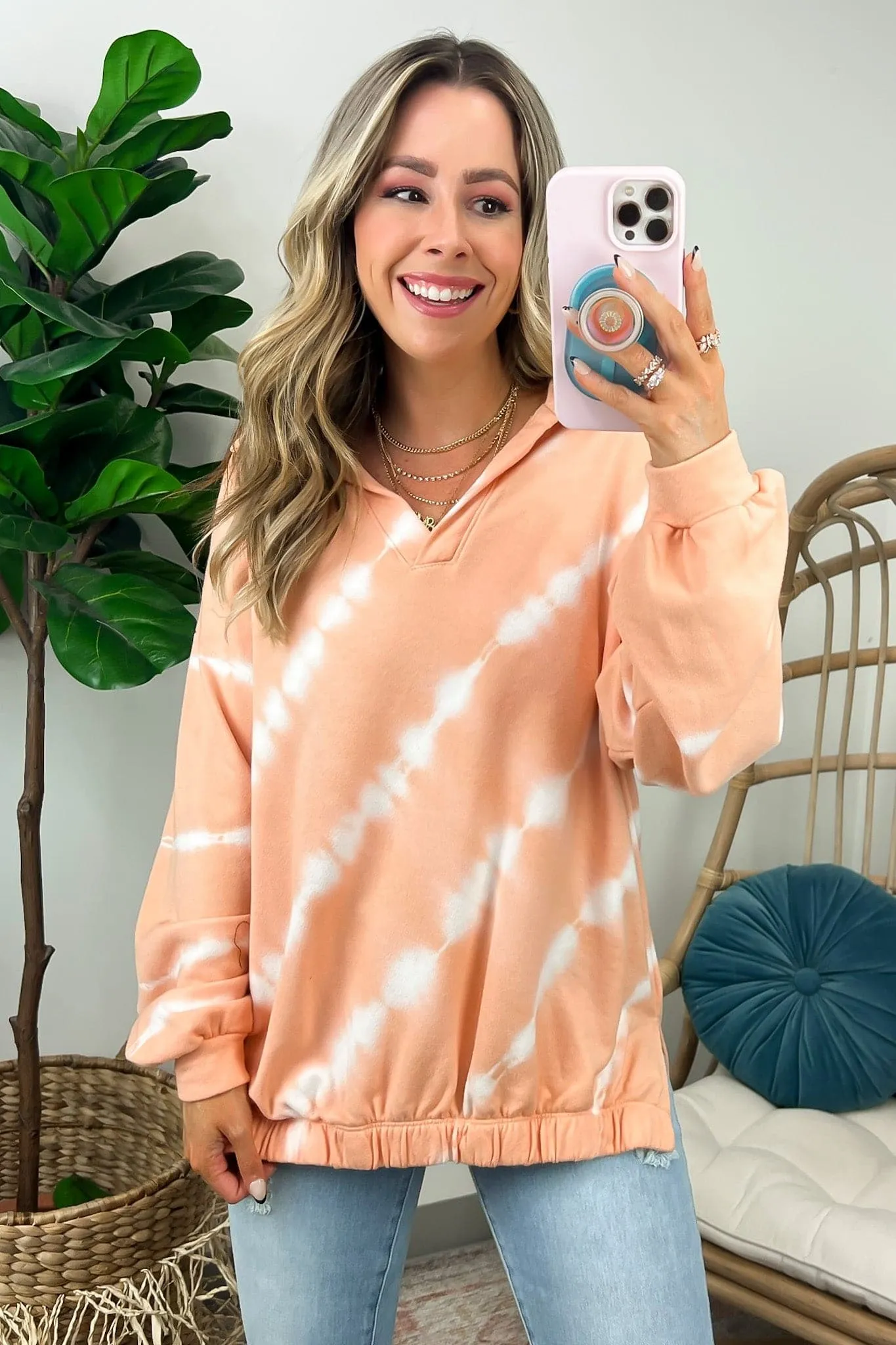 Marlette Tie Dye Bubble Hem Sweatshirt - FINAL SALE sold by Madison + Mallory