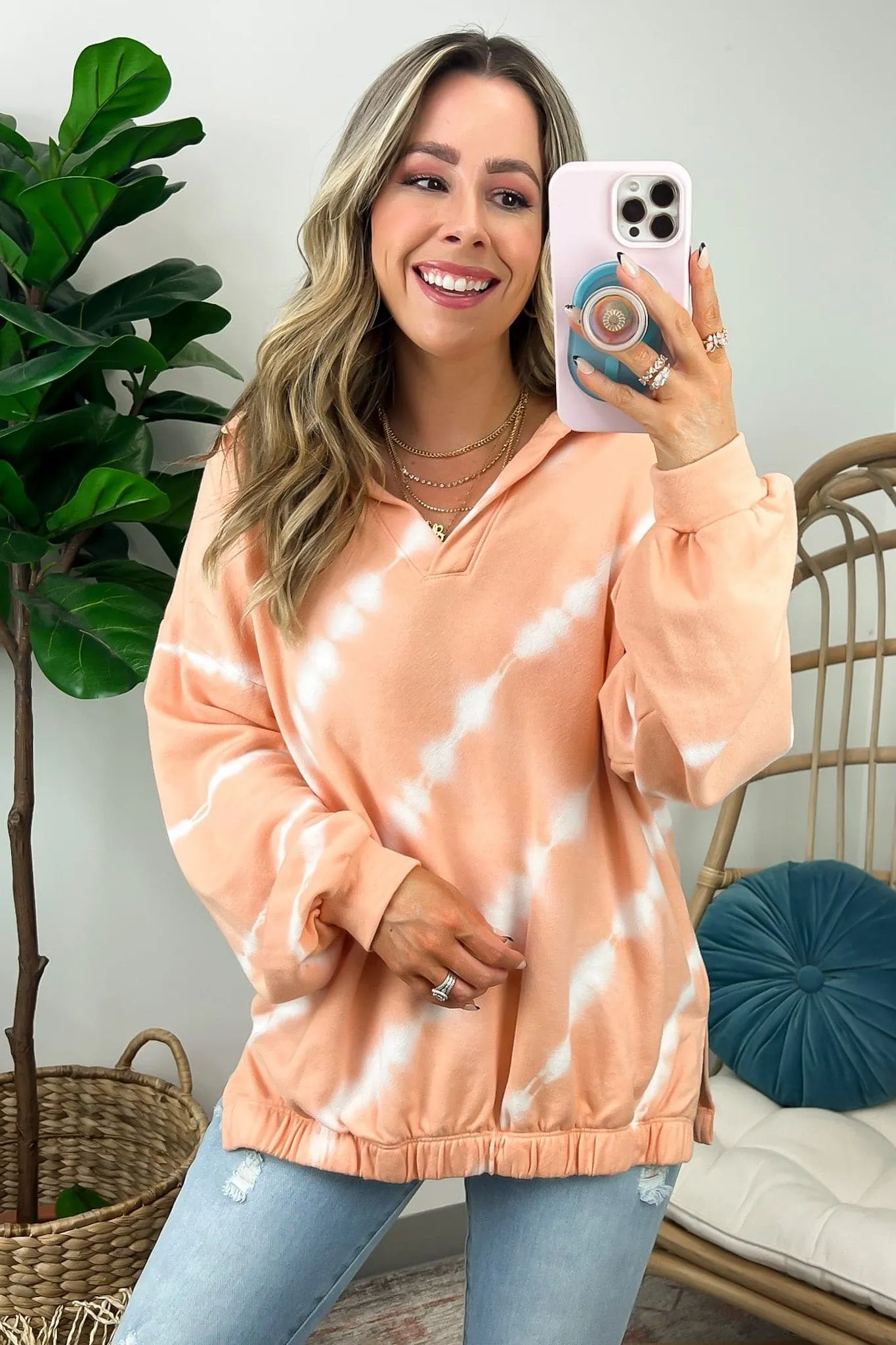 Marlette Tie Dye Bubble Hem Sweatshirt - FINAL SALE sold by Madison + Mallory product image thumbnail 3