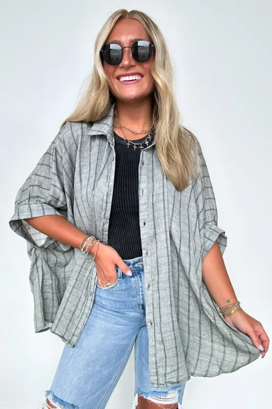 Beckham Oversized Striped Button Down Top - BACK IN STOCK made by AnnieWear