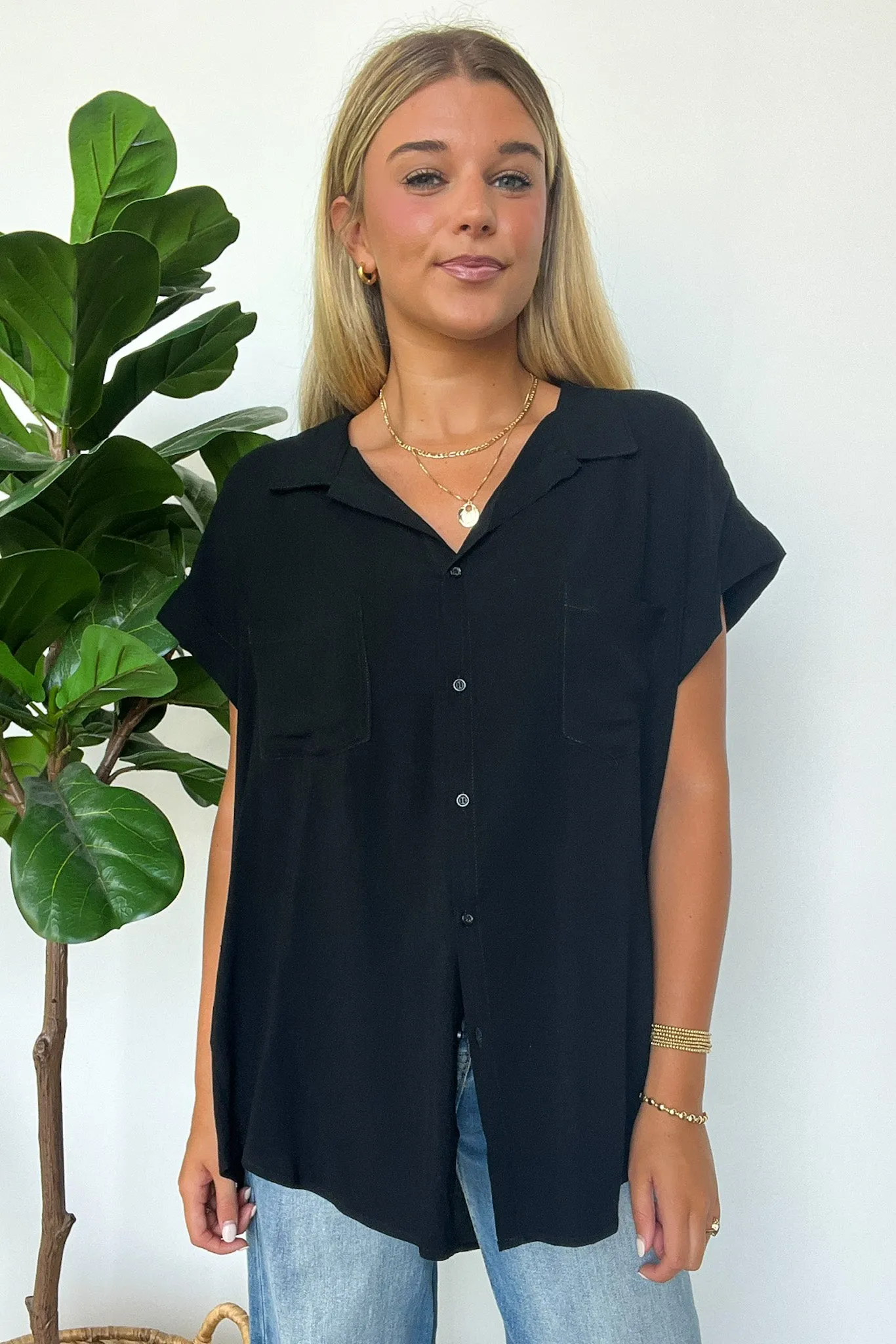 Kavitha Short Sleeve Button Down Tunic Top - FINAL SALE sold by Madison + Mallory product image thumbnail 5