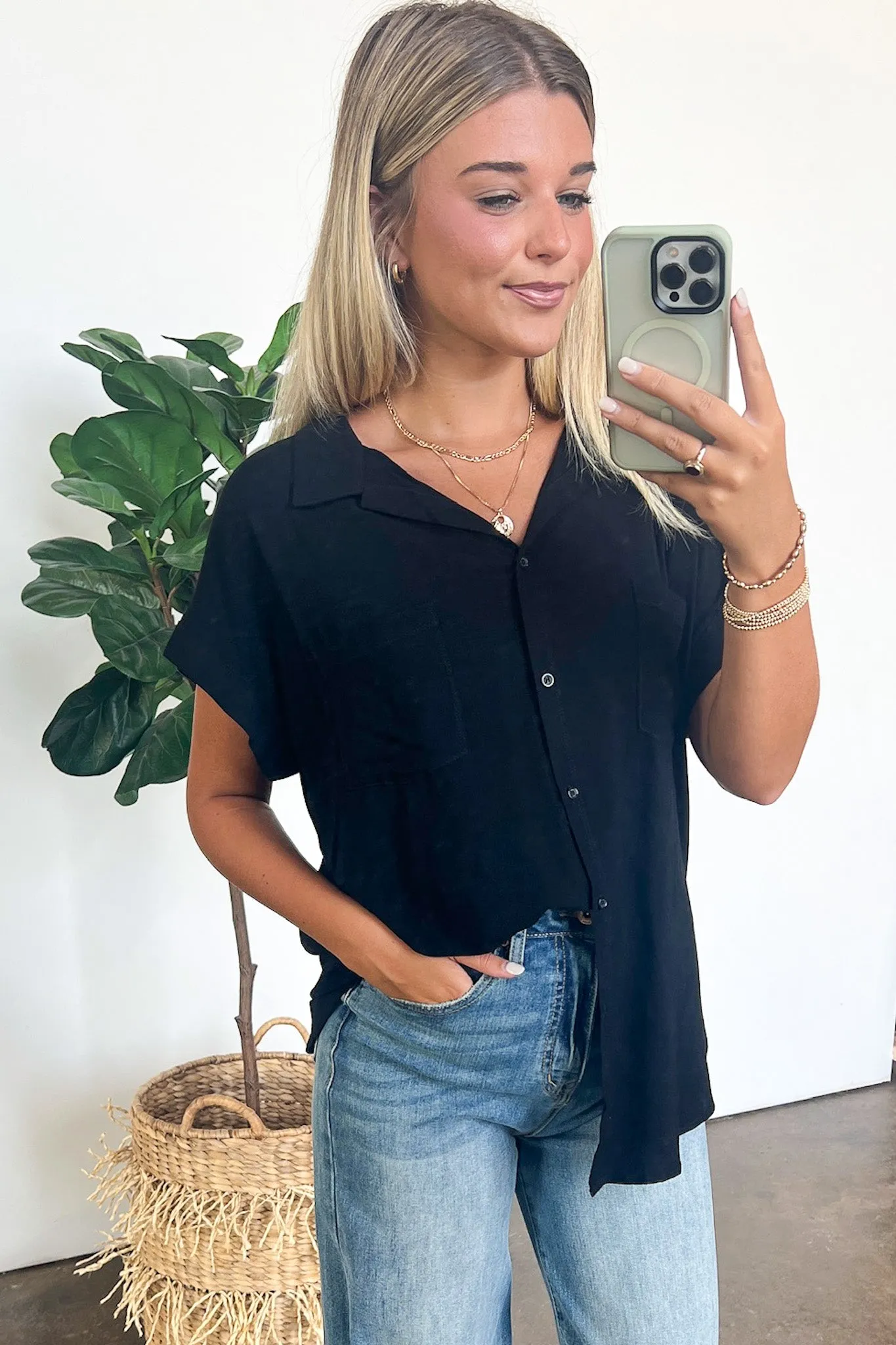 Kavitha Short Sleeve Button Down Tunic Top - FINAL SALE sold by Madison + Mallory product image thumbnail 2