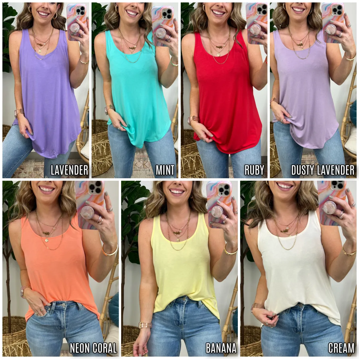 Lyza Rounded Hem Flowy Tank - FINAL SALE sold by Madison + Mallory