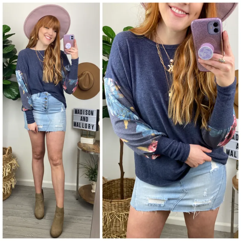 Bouquet for You Floral Sleeve Top - FINAL SALE sold by Madison + Mallory